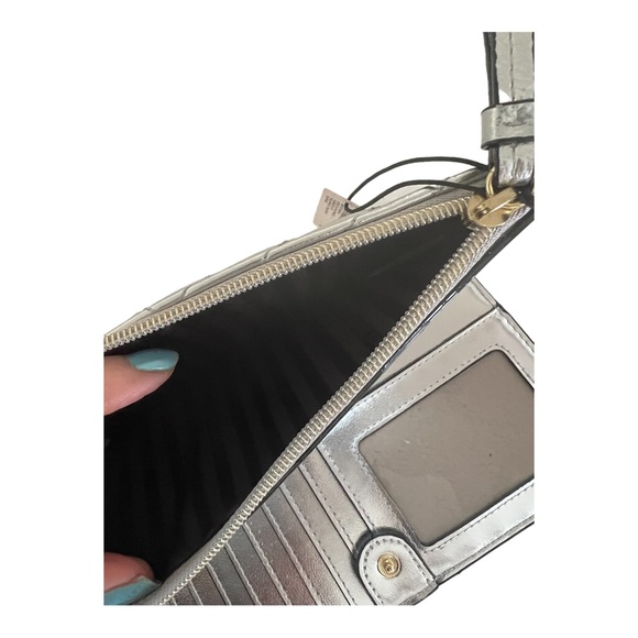 Victoria's Secret quilted metallic silver, studded wristlet wallet … - Picture 11 of 15